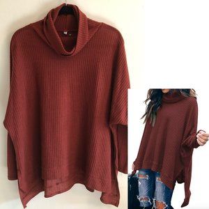 NWOT Rust red cowl neck top